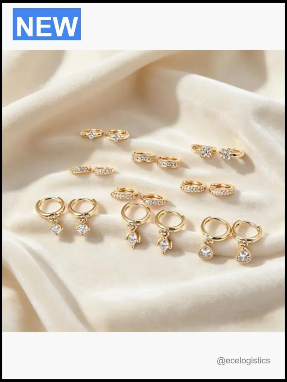 12 Pairs 14K Gold Plated Chunky Hoop Earrings Set Hypoallergenic Lightweight